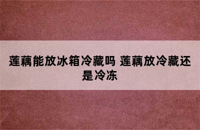 莲藕能放冰箱冷藏吗 莲藕放冷藏还是冷冻